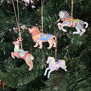 Lenox Christmas Carousel Animal Collection - Lion, Zebra, Reindeer and Horse